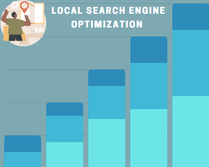 A graph is growing high with a text written Local search engine optimization 