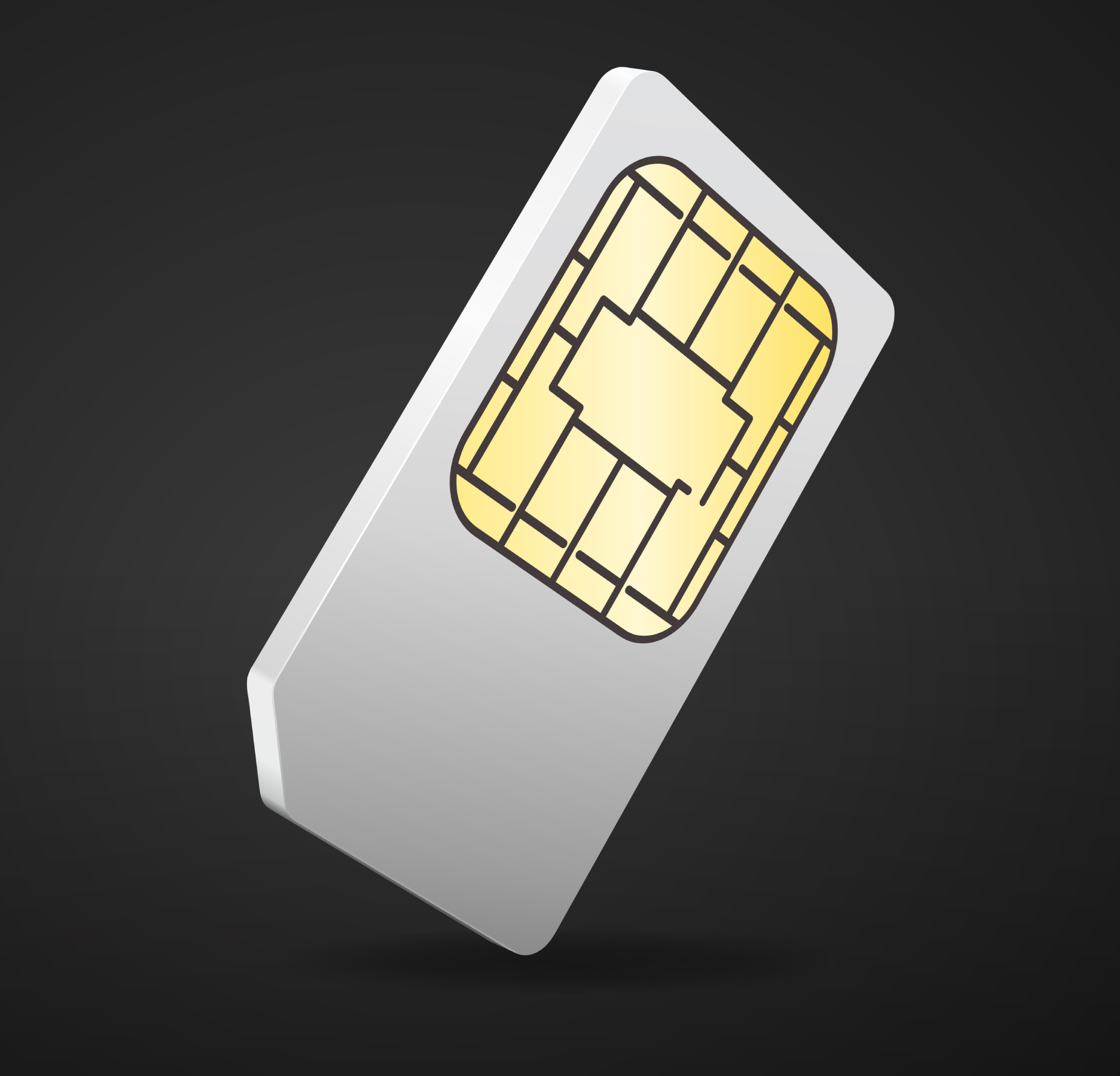 I simplified image of a mobile phone sim card on a black background