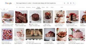 the best vegan bakery in london serp screenshot | Seek Social Ltd